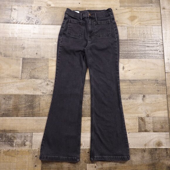 GAP ’70s Flare High Rise Jeans Women’s 2P (26) Black Denim 28” Inseam - Picture 1 of 12